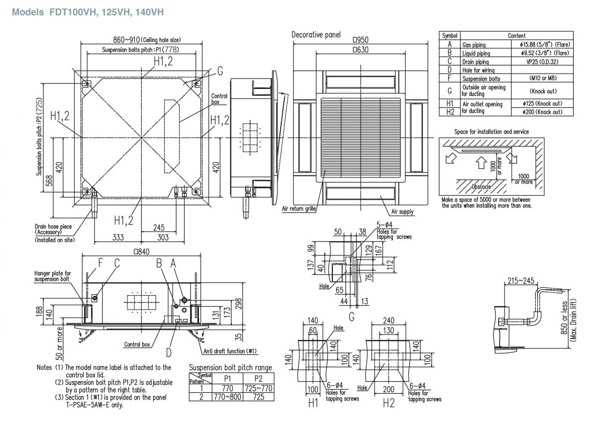 Schema tehnică FDT140VNAVH