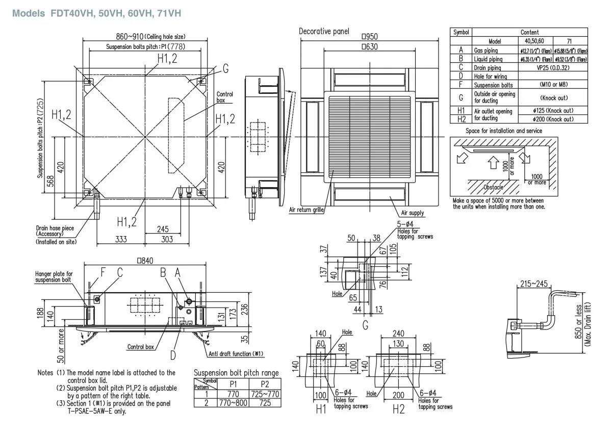 Schema tehnică FDT140VSXWPVH