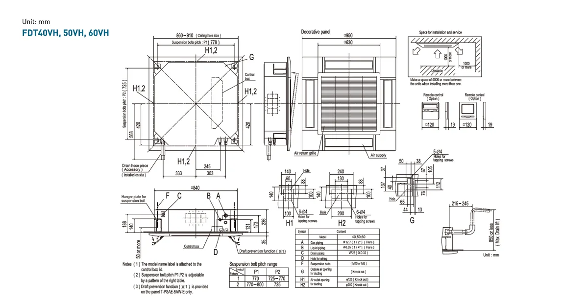 Schema tehnică FDTC60VH / SRC60ZSX-W1