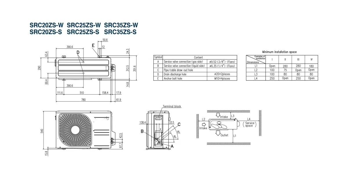 Schema tehnică SRK20ZS-WFB / SRC20ZS-W